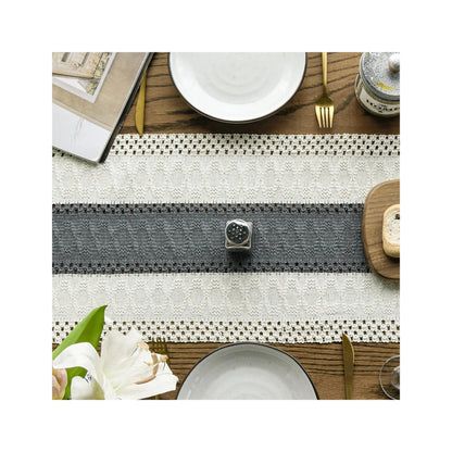 Mode Dark Grey Farmhouse Rustic Table Runner, Seasonal Holiday Hollow Kitchen Dining Table Decoration for Home Party Decor 12X72 Inch