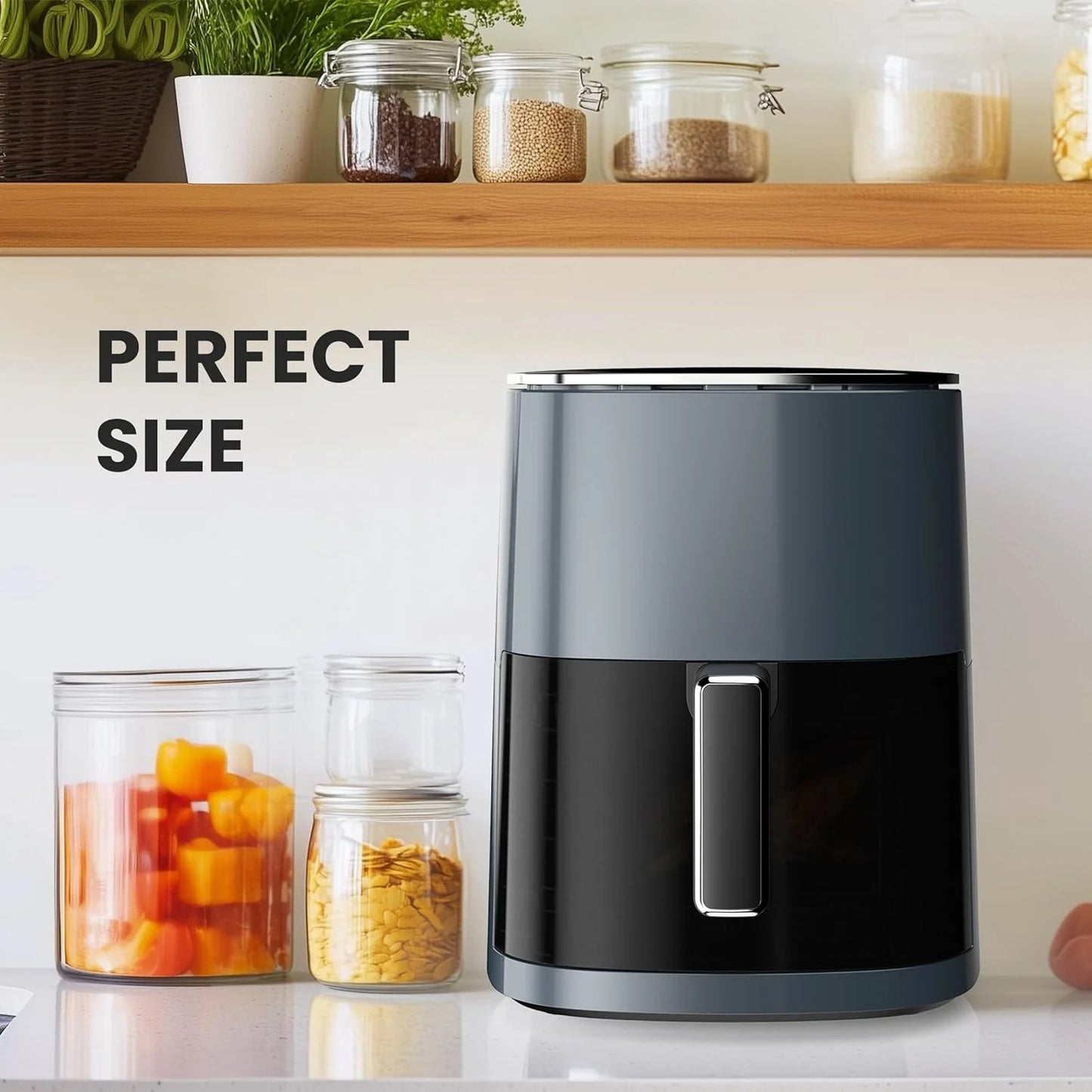 Air Fryer, 6QT Square Airfryer with Visual Window, 400℉ Fast Heating Air Fryers Oven with Timer, Auto-Off, Non Toxic & Non Stick, Multiple 12 Modes for Roast, Bake, Dehydrate, Fry, Reheat