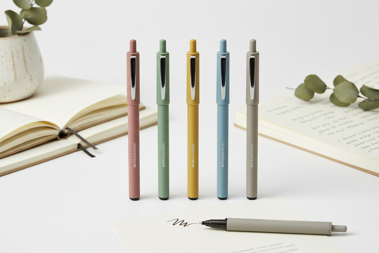 Set of 5 Morandi gel pens, 0.5mm fine point black ink smooth writing pens for journaling and note taking