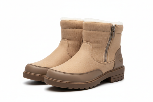 Warm plush boots winter fashion side-zipper snow boots for women, outdoor thickened low-heeled winter shoes with plush lining