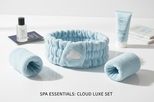 3 piece spa wristband and headband set for washing face skin care, soft spa hair band for daily skincare and makeup