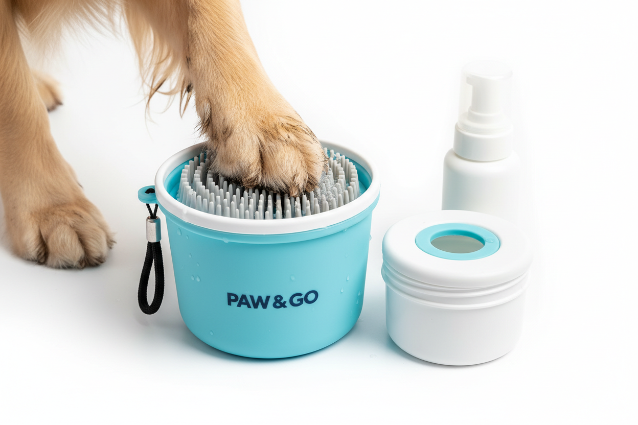 Pet paw cleaner cleaning kit cup with soft brush, portable dog paw washer cup for muddy paws with gentle silicone bristles