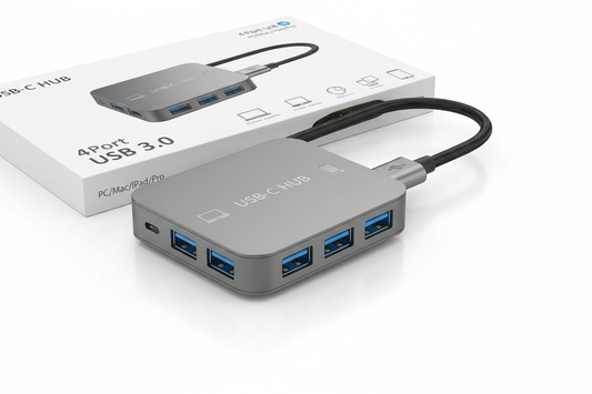 USB-C to USB 3.0 4-port hub splitter for PC, Mac, iPad and MacBook Pro