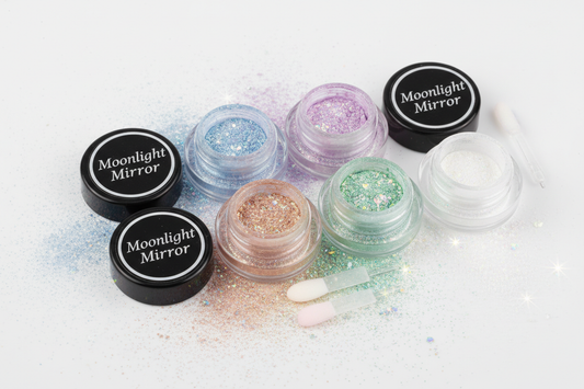 Moonlight mirror nail powder, metallic chrome effect pigments with aurora shiny pearl glitter for gel polish manicure