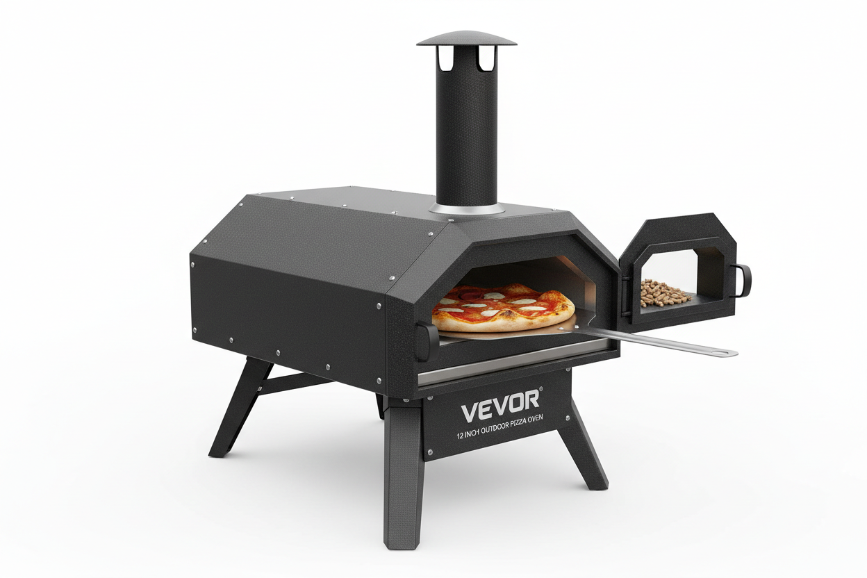 VEVOR 12 inch outdoor pizza oven portable wood pellet pizza oven for camping and outdoor cooking