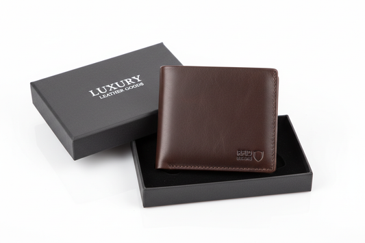 Men's slim RFID blocking leather wallet with gift box included