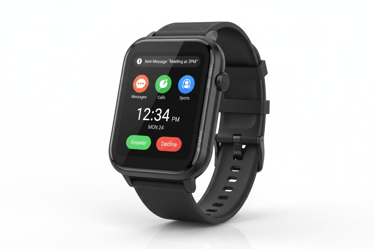 1.83 inch waterproof smart watch with call answering, sleep monitoring, sports pedometer for iPhone and Android