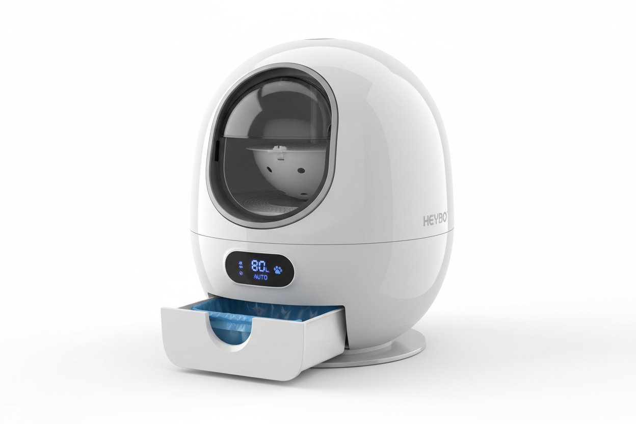 HEYBO self cleaning cat litter box 80L automatic large capacity, smart electric self-cleaning enclosed cat litter box