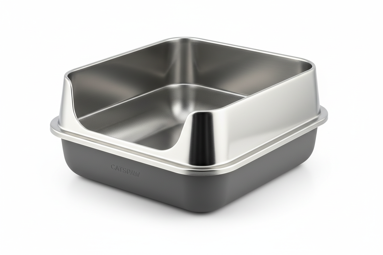 Metal high-sided cat litter box, non-stick odor-free splash-proof indoor cat toilet pan