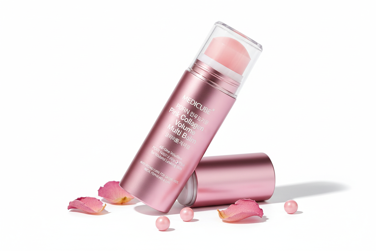 Medicube PDRN pink collagen volume multi balm stick, Korean skincare anti-aging care for under-eyes neck forehead and lips