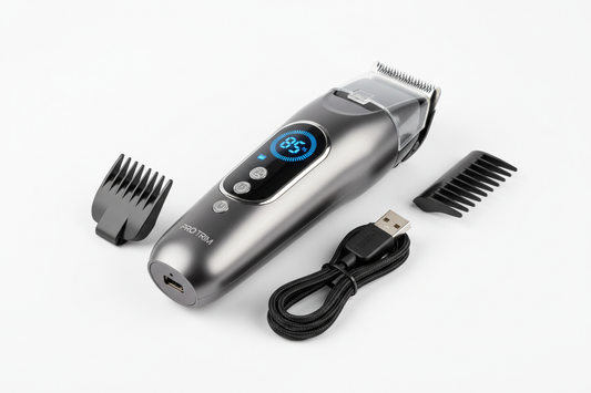 Cordless hair clipper with LED display, rechargeable USB charging electric trimmer for men, professional barber and home use