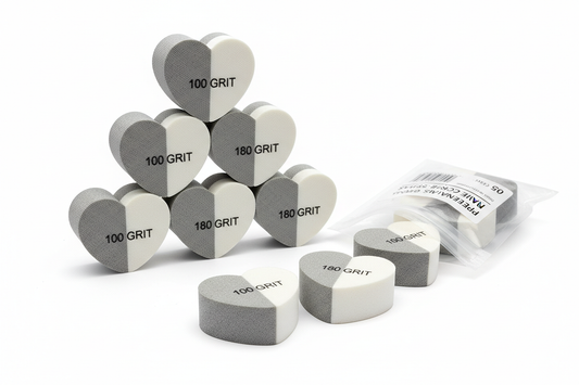Nail buffer heart shaped 100/180 grit 50 pieces set, heart shaped nail buffing blocks for professional manicure nail care