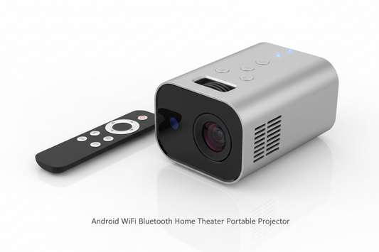 Portable mini projector with remote control, Android WiFi Bluetooth compatible for home theater, outdoor and bedroom