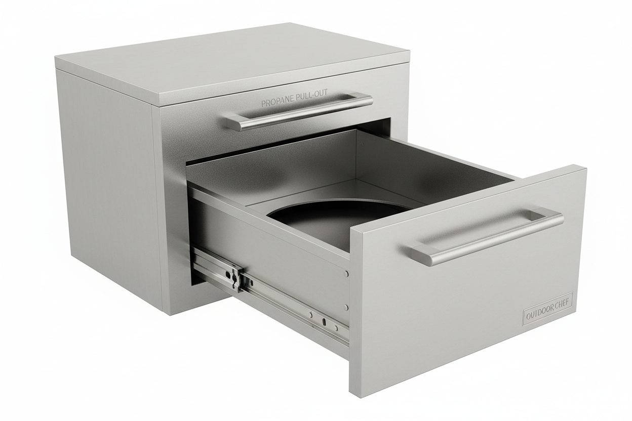 VEVOR stainless steel outdoor kitchen propane tank pull-out drawer with handle for BBQ island
