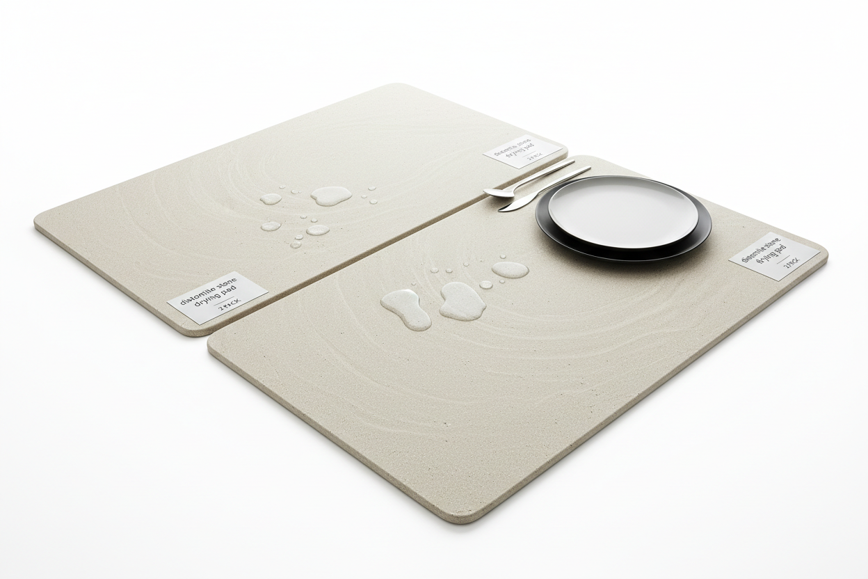 2 pack stone dish drying mats for kitchen counter, 16x12 inch absorbent diatomite drying pad