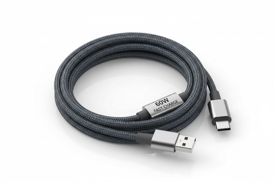 60W fast charging nylon braided USB-A to USB-C cable