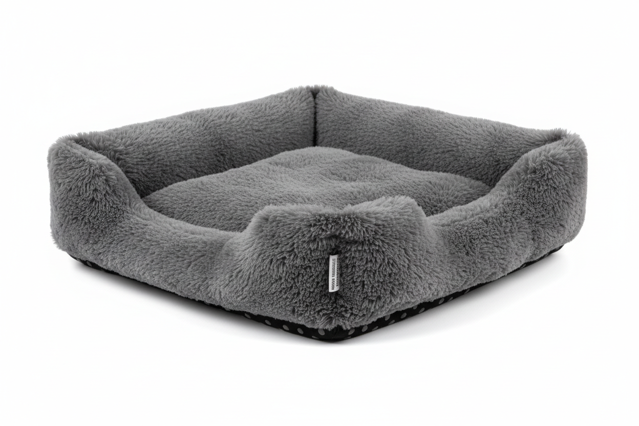 Small dog bed for crate, fluffy plush pillow crate pad, non-slip washable kennel sleeping mat for puppy and cat in dark gray