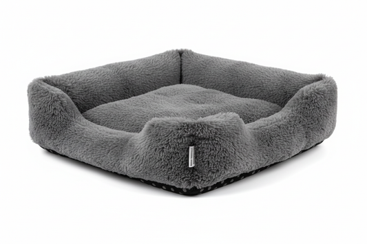 Small dog bed for crate, fluffy plush pillow crate pad, non-slip washable kennel sleeping mat for puppy and cat in dark gray