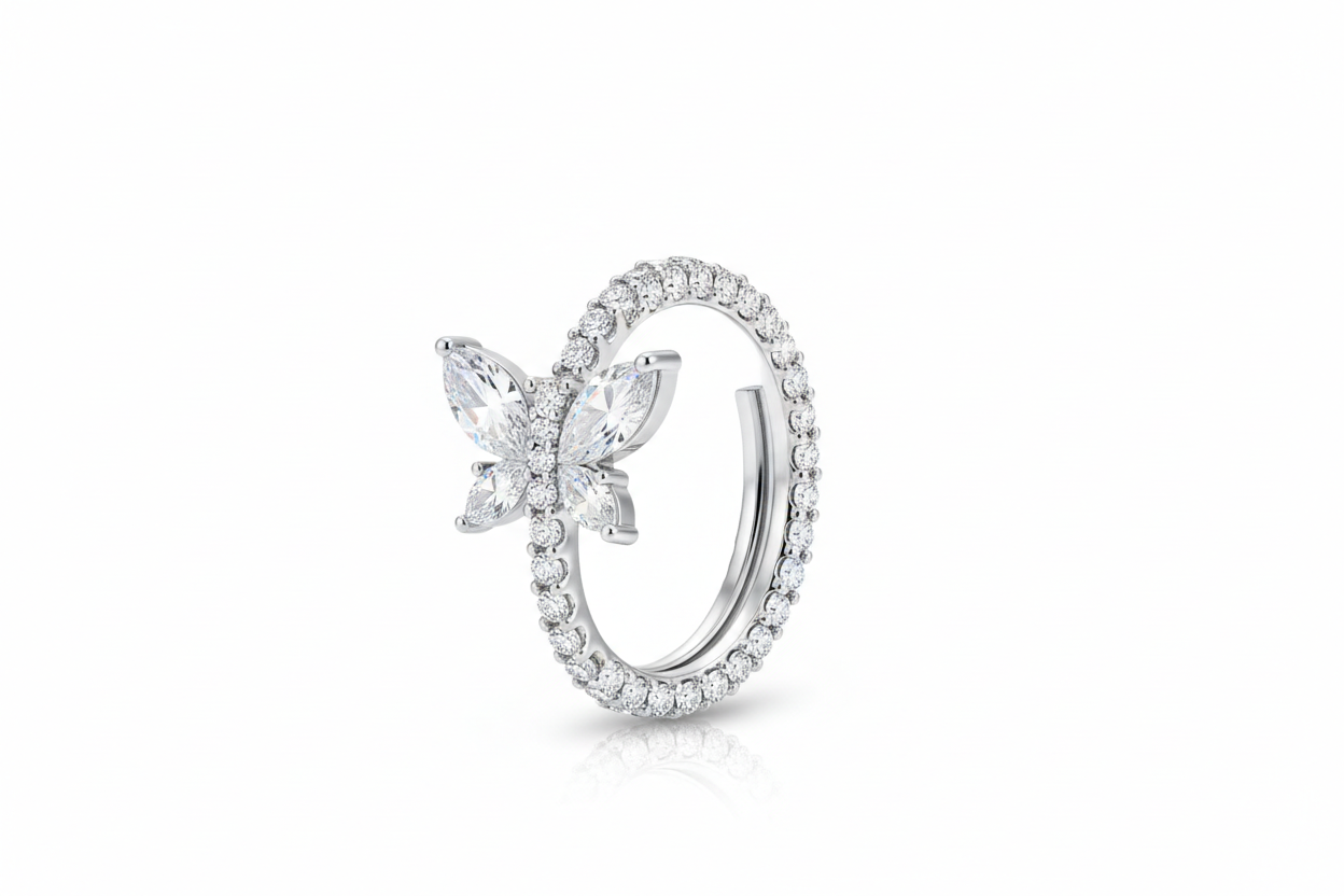 Personalized U-shaped diamond-studded butterfly nose clip, non-piercing rhinestone butterfly jewelry