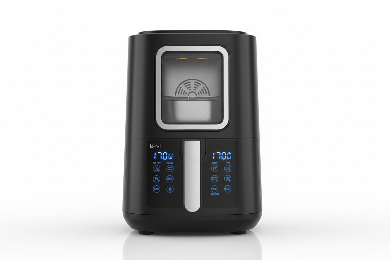 12-in-1 digital air fryer 6.34 quart with visible window, nonstick dishwasher-safe basket, 1700W