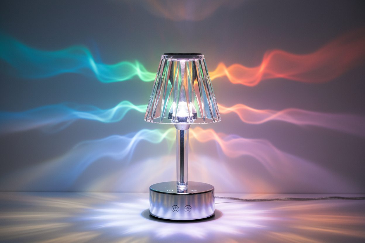 LED water ripple ambient night light USB rotating projection crystal table lamp RGB dimmable 16 color home decoration