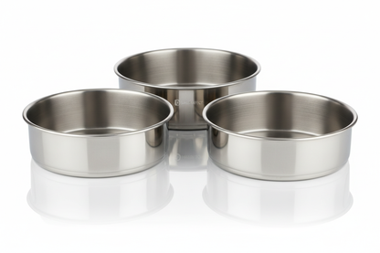 Set of 3 stainless steel 8 inch round cake pans, stackable even heating dishwasher safe bakeware tins