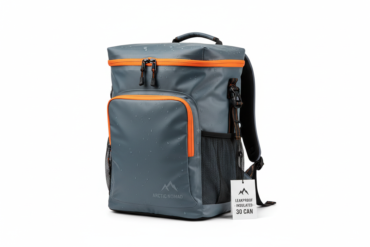 Leakproof insulated waterproof backpack cooler bag, 30 can capacity for camping hiking and picnics
