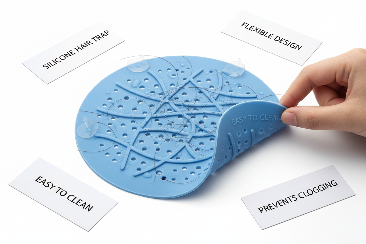 Silicone hair trap drain strainer, flexible shower drain catcher to prevent clogging