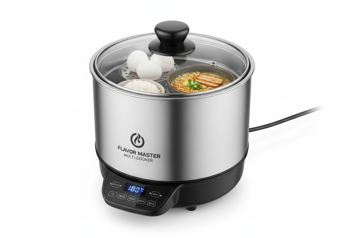 Electric hot pot cooker multicooker for steaming eggs, soup, noodles and rice