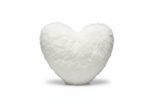 Heart shape long plush fluffy shaggy cushion cover throw pillow, white decorative heart shaped pillow for sofa home decor